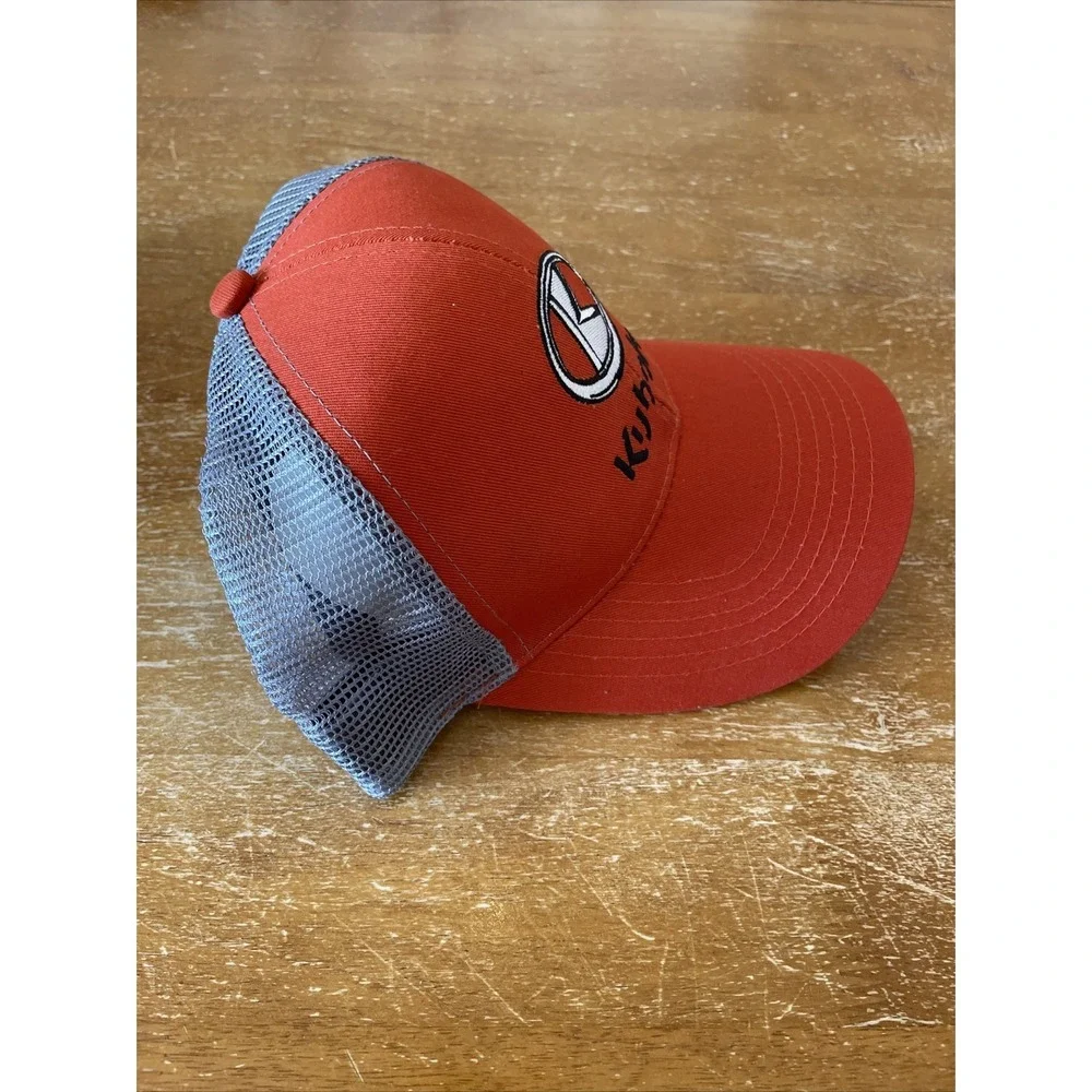 Kubota Tractor Hat Cap Orange And White Mesh Back Adjustable